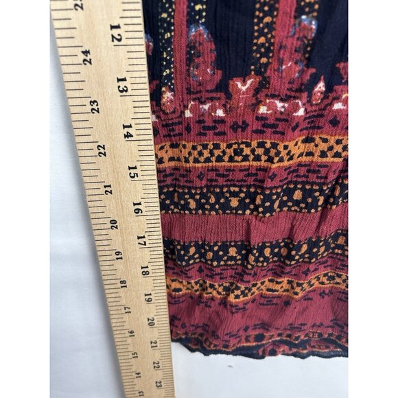 Free People Sz M Simone Flounce Patterned Strapless Jumpsuit  Wide Leg Red Black - Picture 5 of 14